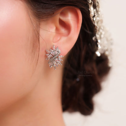 ブライダルピアス　イヤリング |キュービックジルコニア クリスタル｜シルバー (BC-E57)【結婚式　アクセサリー　ピアス　イヤリング】