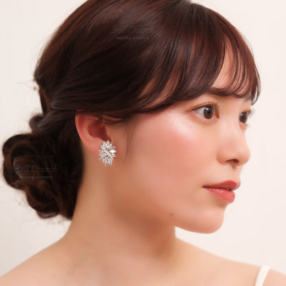 ブライダルピアス　イヤリング |キュービックジルコニア クリスタル｜シルバー (BC-E57)【結婚式　アクセサリー　ピアス　イヤリング】