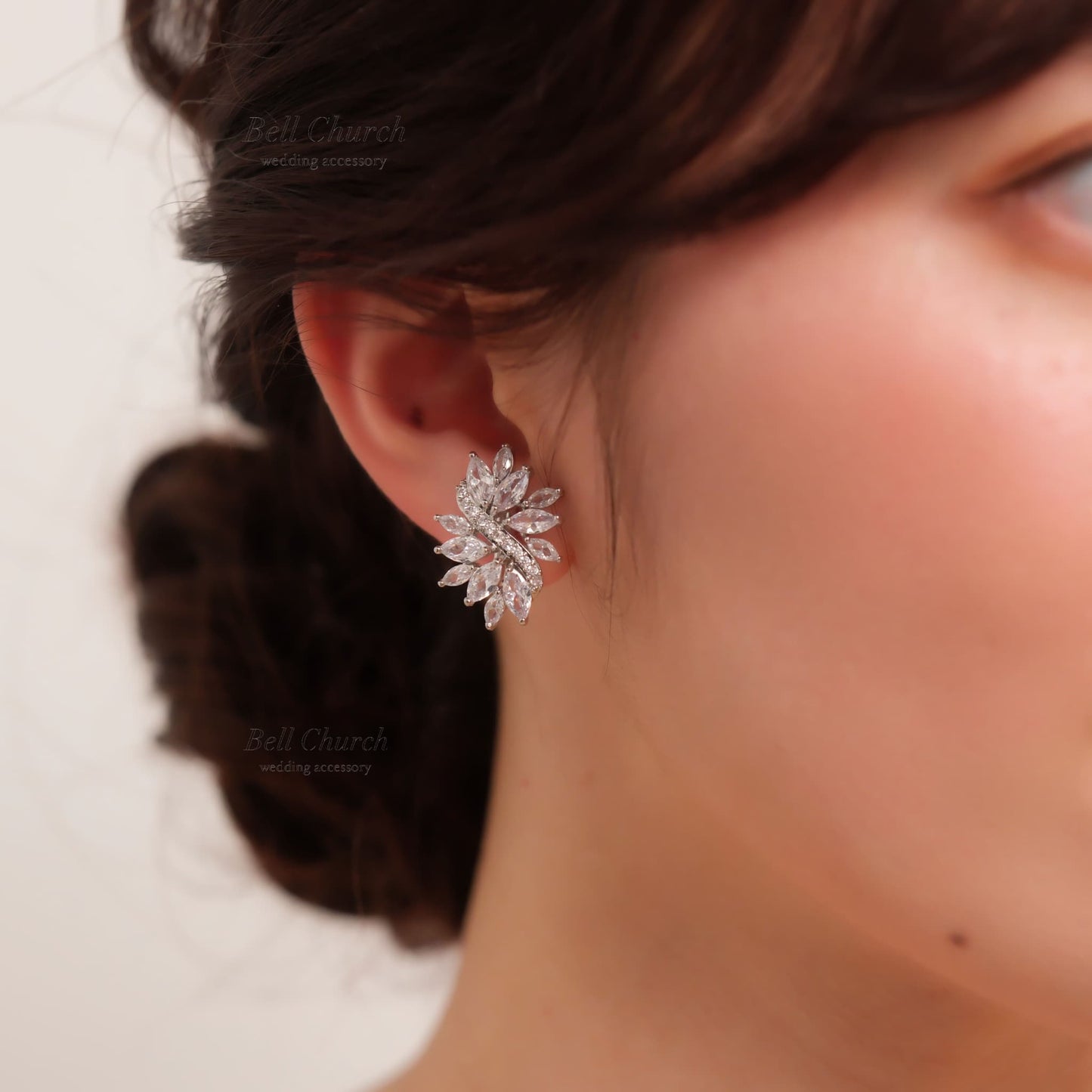 ブライダルピアス　イヤリング |キュービックジルコニア クリスタル｜シルバー (BC-E57)【結婚式　アクセサリー　ピアス　イヤリング】