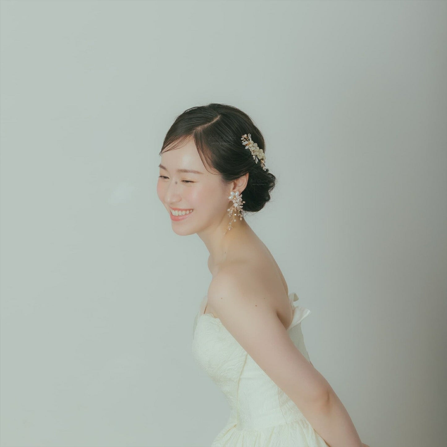 ピアス　イヤリング | 小枝アクセサリー | パール | リーフモチーフ | ゴールド | (BC-E58)【結婚式　アクセサリー　ピアス　イヤリング】