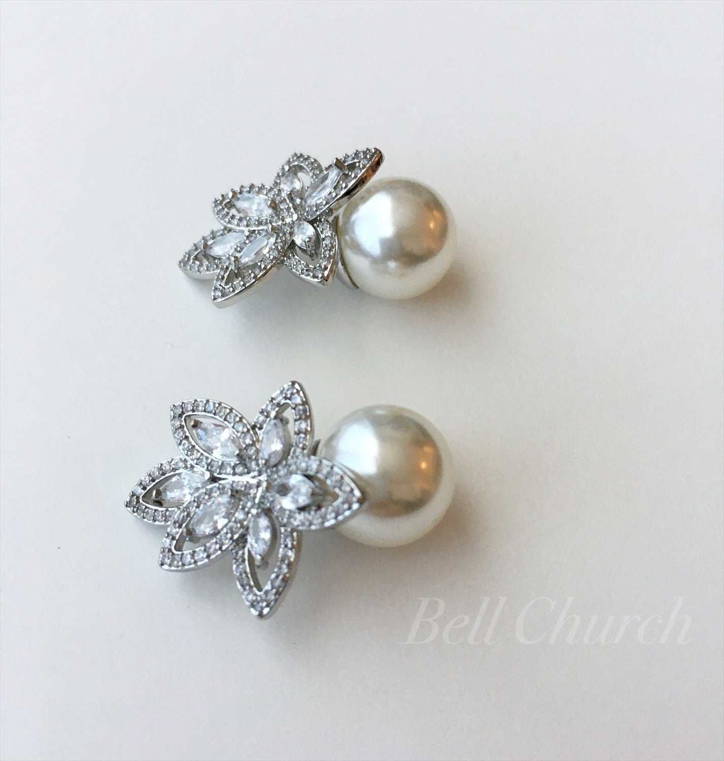 ウェディングピアス　イヤリング |パール キュービックジルコニア (BC-E5)【結婚式　アクセサリー　ピアス　イヤリング】