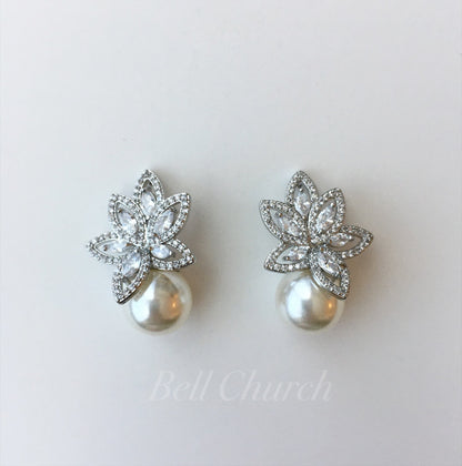 ウェディングピアス　イヤリング |パール キュービックジルコニア (BC-E5)【結婚式　アクセサリー　ピアス　イヤリング】