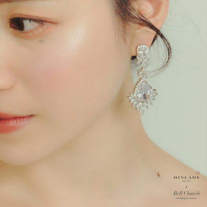 ピアス　イヤリング | キュービックジルコニア | シルバー | (BC-E60)【結婚式　アクセサリー　ピアス　イヤリング】
