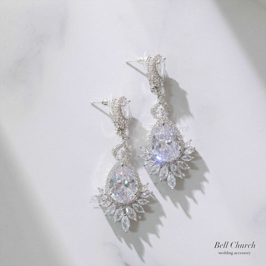 ピアス　イヤリング | キュービックジルコニア | シルバー | (BC-E60)【結婚式　アクセサリー　ピアス　イヤリング】