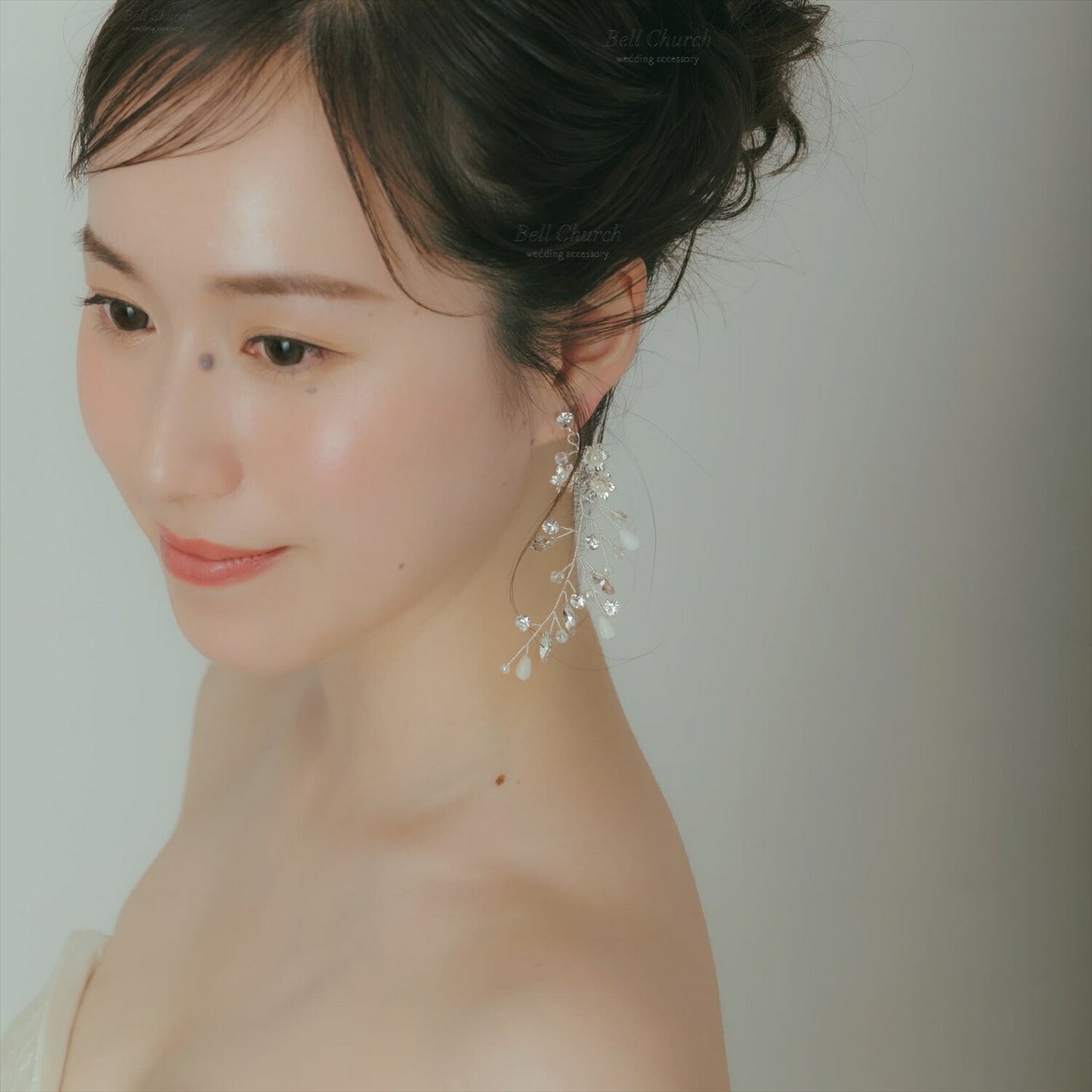 ピアス　イヤリング | 小枝アクセサリー | パール | お花モチーフ | シルバー | (BC-E62)【結婚式　アクセサリー　ピアス　イヤリング】