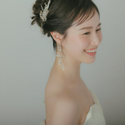 ピアス　イヤリング | 小枝アクセサリー | パール | お花モチーフ | シルバー | (BC-E62)【結婚式　アクセサリー　ピアス　イヤリング】