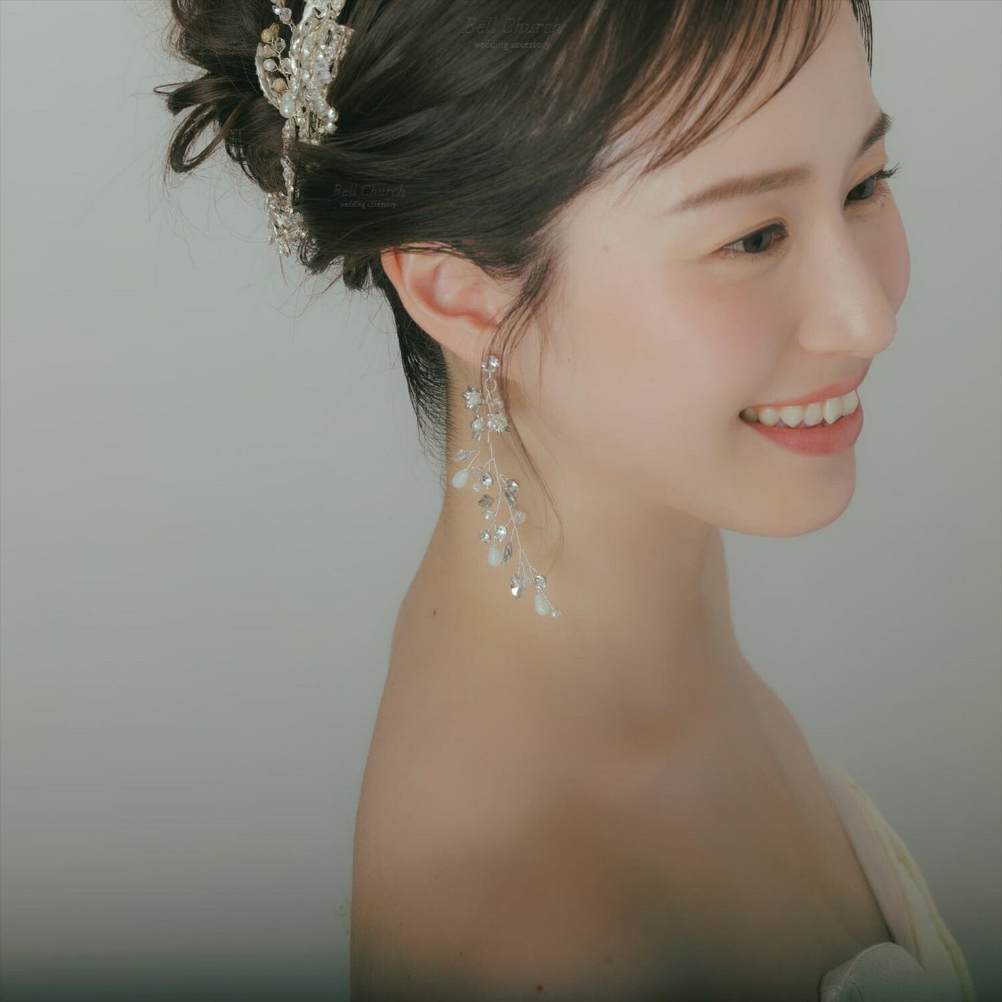 ピアス　イヤリング | 小枝アクセサリー | パール | お花モチーフ | シルバー | (BC-E62)【結婚式　アクセサリー　ピアス　イヤリング】