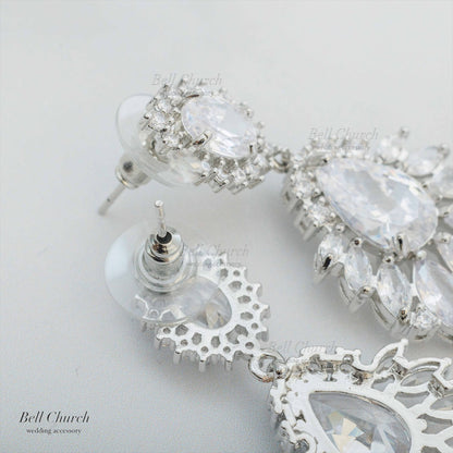 ピアス　イヤリング | キュービックジルコニア | シルバー | (BC-E63)【結婚式　アクセサリー　ピアス　イヤリング】