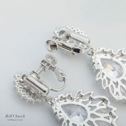 ピアス　イヤリング | キュービックジルコニア | シルバー | (BC-E63)【結婚式　アクセサリー　ピアス　イヤリング】