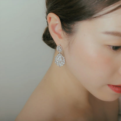 ピアス　イヤリング | キュービックジルコニア | シルバー | (BC-E63)【結婚式　アクセサリー　ピアス　イヤリング】