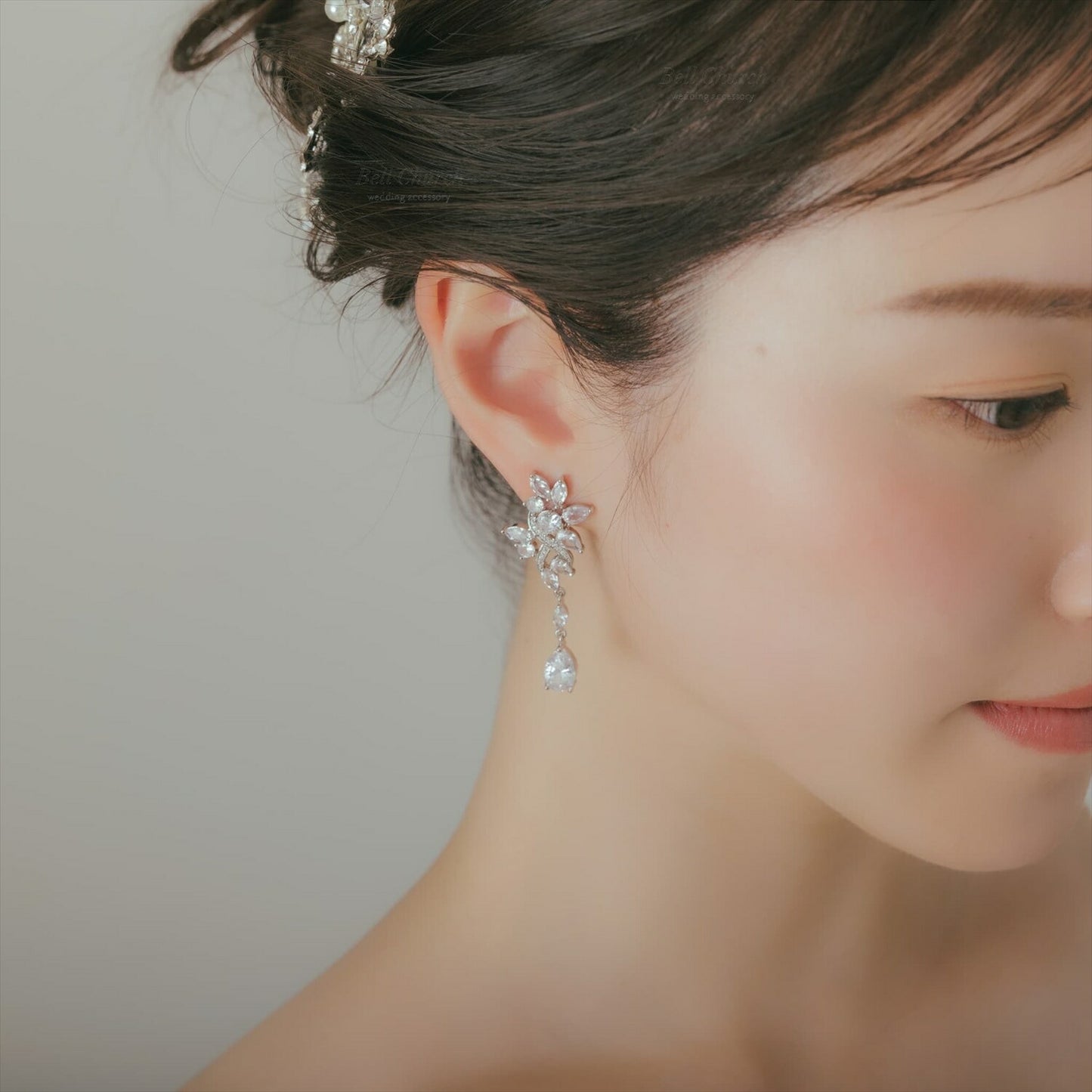 ピアス　イヤリング | キュービックジルコニア | シルバー | (BC-E64)【結婚式　アクセサリー　ピアス　イヤリング】