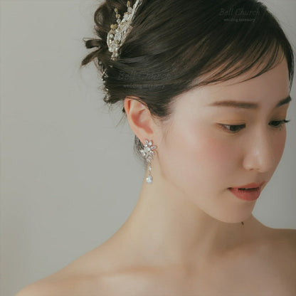 ピアス　イヤリング | キュービックジルコニア | シルバー | (BC-E64)【結婚式　アクセサリー　ピアス　イヤリング】