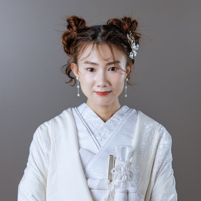 3連パールピアス　イヤリング | バロックパール | ゴールド×ホワイト | (BC-E65)【結婚式　アクセサリー　ピアス　イヤリング】