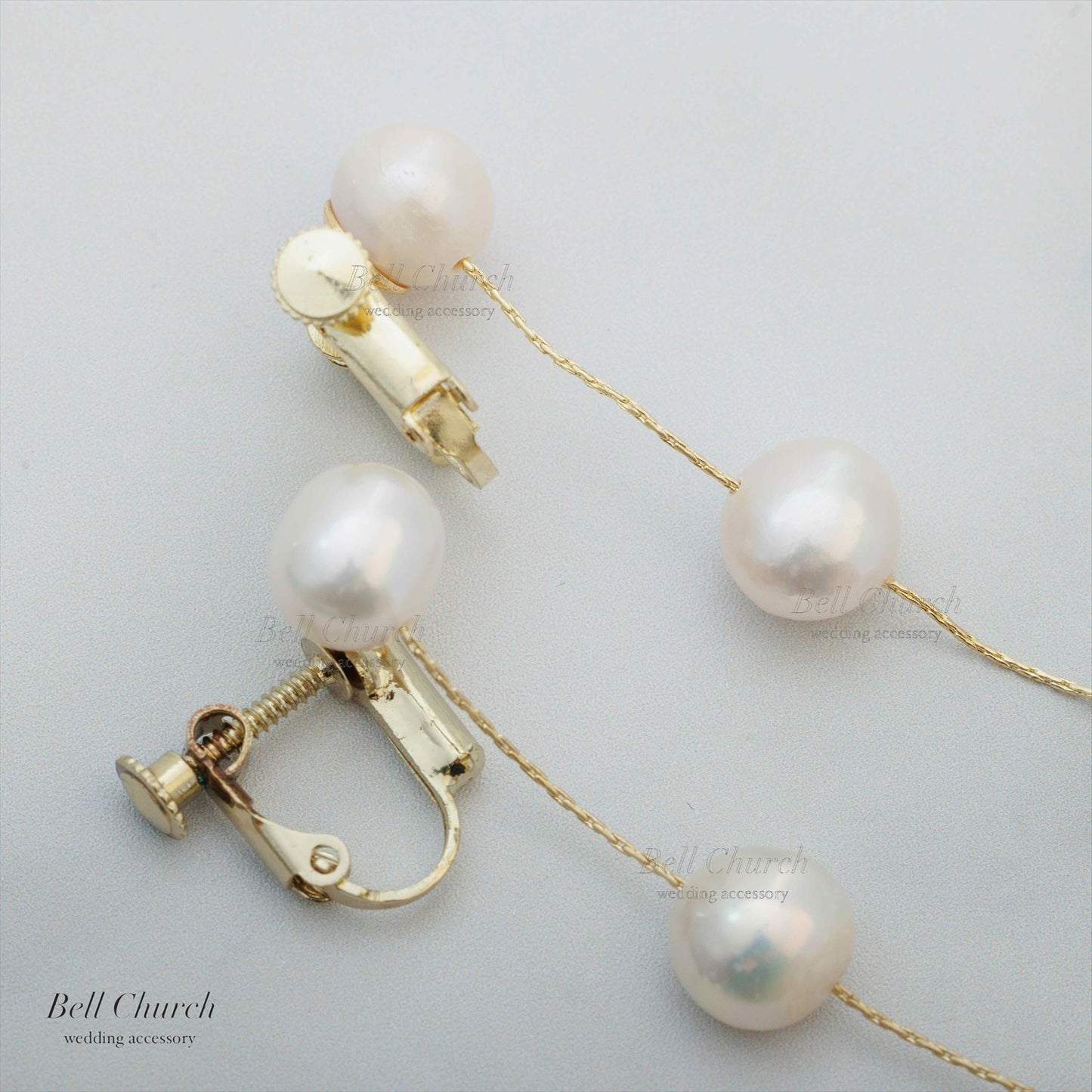 3連パールピアス　イヤリング | バロックパール | ゴールド×ホワイト | (BC-E65)【結婚式　アクセサリー　ピアス　イヤリング】
