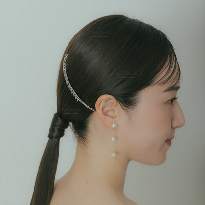 3連パールピアス　イヤリング | バロックパール | ゴールド×ホワイト | (BC-E65)【結婚式　アクセサリー　ピアス　イヤリング】