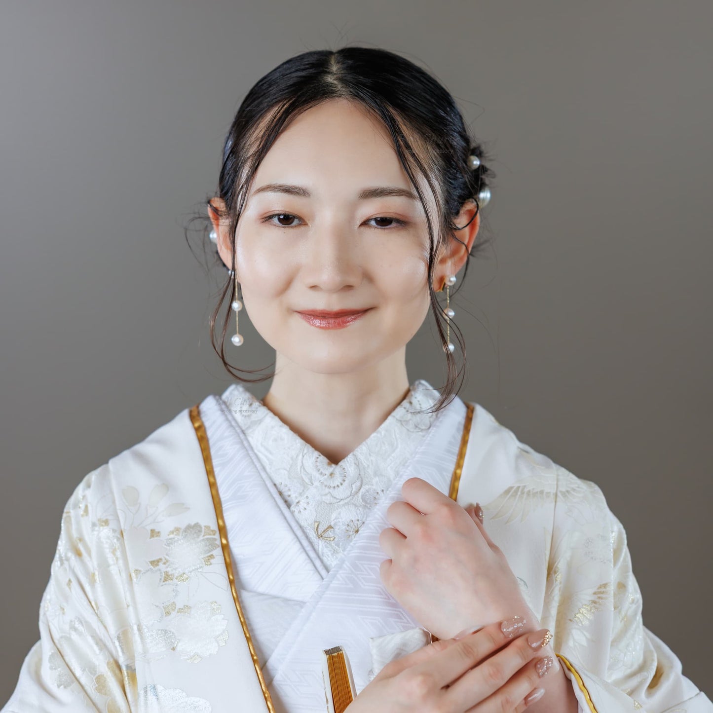 3連パールピアス　イヤリング | バロックパール | ゴールド×ホワイト | (BC-E65)【結婚式　アクセサリー　ピアス　イヤリング】