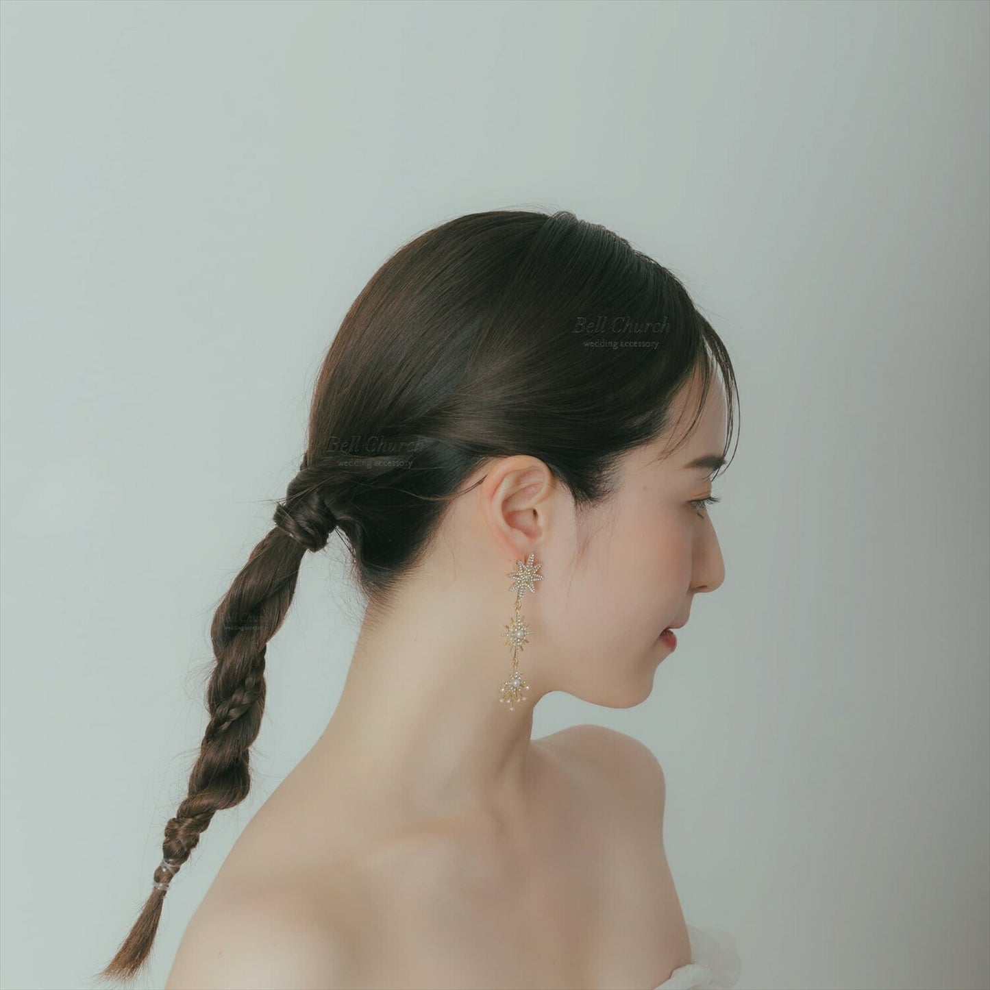 ピアス　イヤリング | ジルコニア　パール | 星モチーフ | ゴールド | (BC-E68)【結婚式　アクセサリー　ピアス　イヤリング】