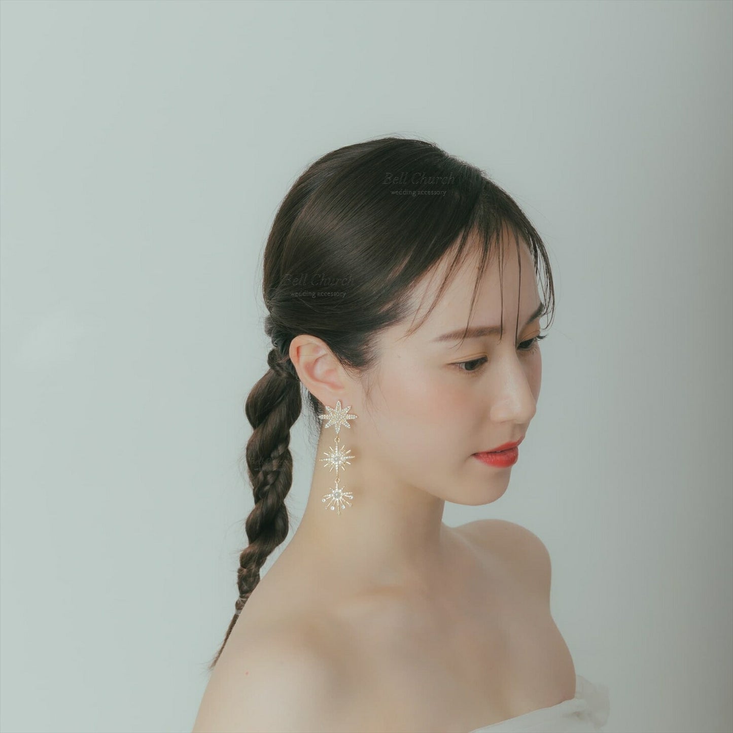 ピアス　イヤリング | ジルコニア　パール | 星モチーフ | ゴールド | (BC-E68)【結婚式　アクセサリー　ピアス　イヤリング】