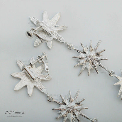 ピアス　イヤリング | ジルコニア　パール | 星モチーフ | シルバー | (BC-E69)【結婚式　アクセサリー　ピアス　イヤリング】