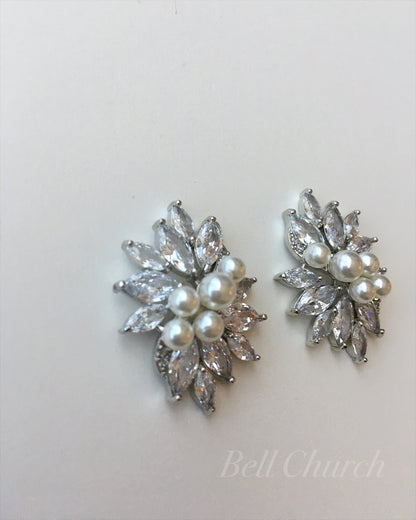 ウェディングピアス　イヤリング |パール キュービックジルコニア (BC-E6)【結婚式　アクセサリー　ピアス　イヤリング】