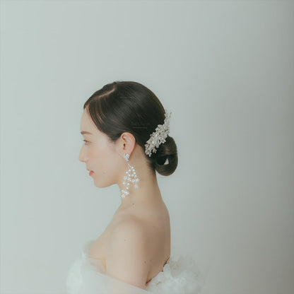 ピアス　イヤリング | ジルコニア | お花モチーフ | シルバー | (BC-E71)【結婚式　アクセサリー　ピアス　イヤリング】