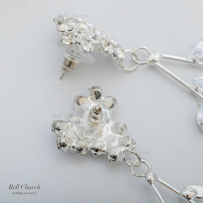 ピアス　イヤリング | ジルコニア | お花モチーフ | シルバー | (BC-E71)【結婚式　アクセサリー　ピアス　イヤリング】