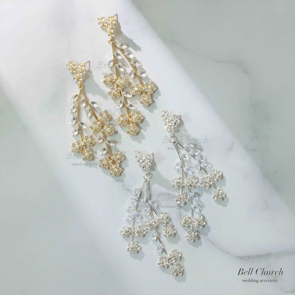 ピアス　イヤリング | ジルコニア | お花モチーフ | シルバー | (BC-E71)【結婚式　アクセサリー　ピアス　イヤリング】