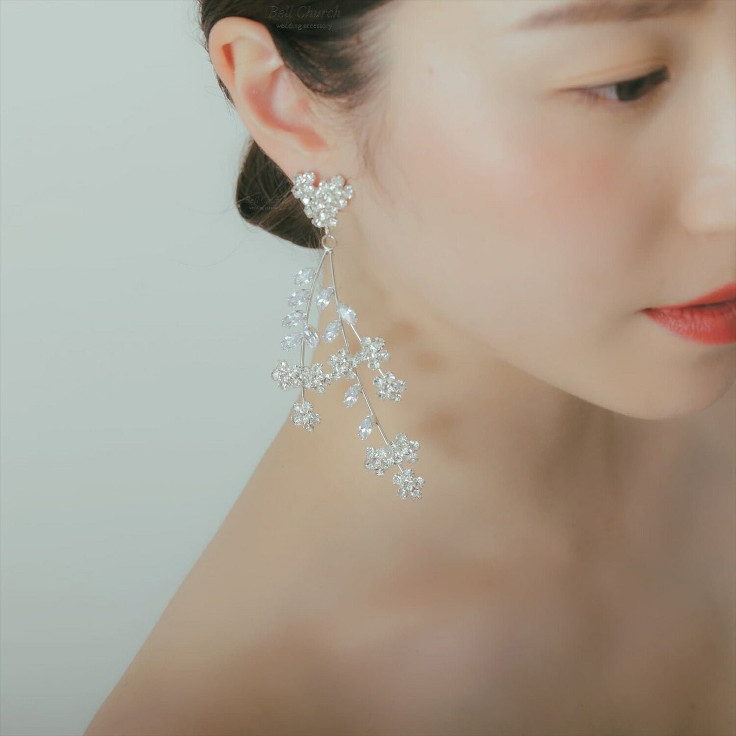 ピアス　イヤリング | ジルコニア | お花モチーフ | シルバー | (BC-E71)【結婚式　アクセサリー　ピアス　イヤリング】