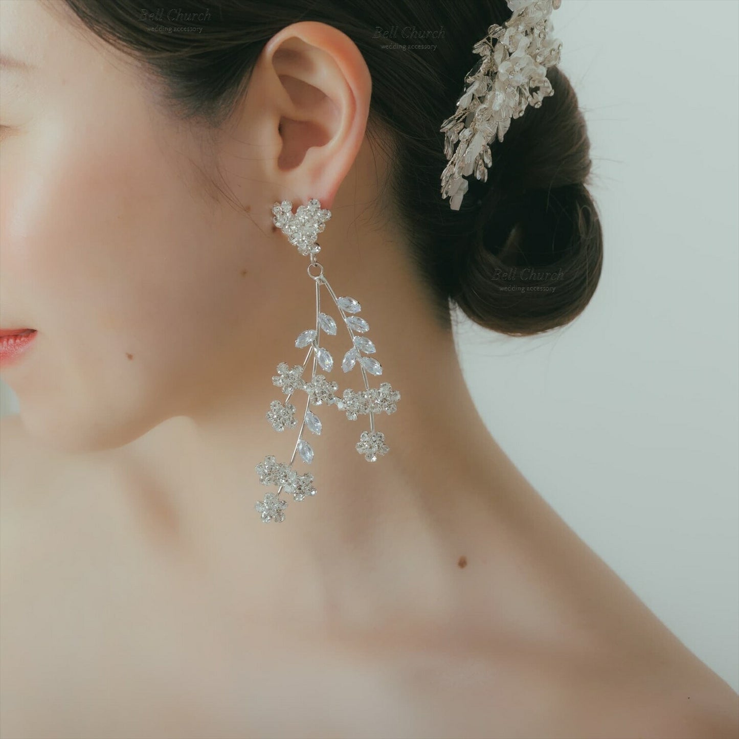 ピアス　イヤリング | ジルコニア | お花モチーフ | シルバー | (BC-E71)【結婚式　アクセサリー　ピアス　イヤリング】