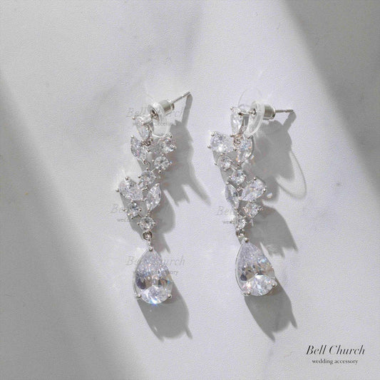 ピアス　イヤリング | キュービックジルコニア | シルバー | (BC-E73)【結婚式　アクセサリー　ピアス　イヤリング】