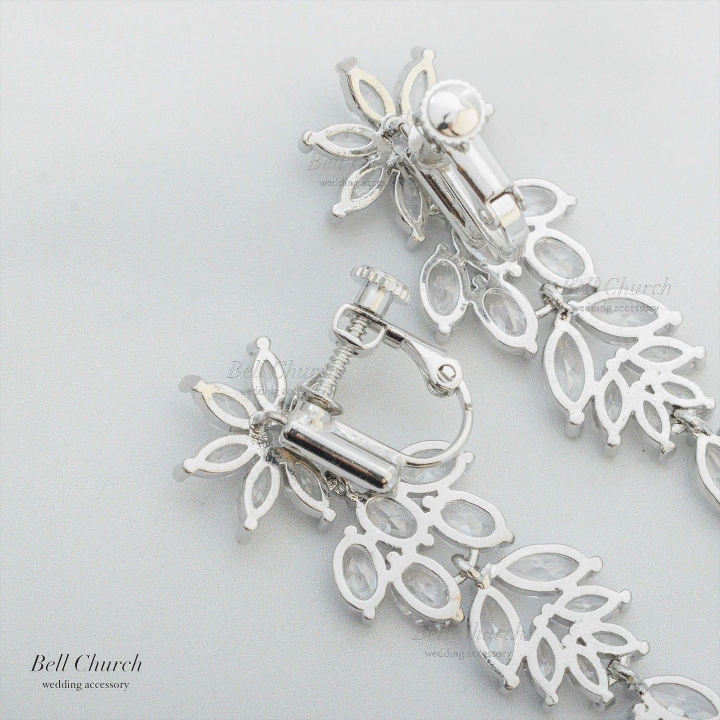 ピアス　イヤリング | キュービックジルコニア | お花モチーフ | シルバー | (BC-E74)【結婚式　アクセサリー　ピアス　イヤリング】