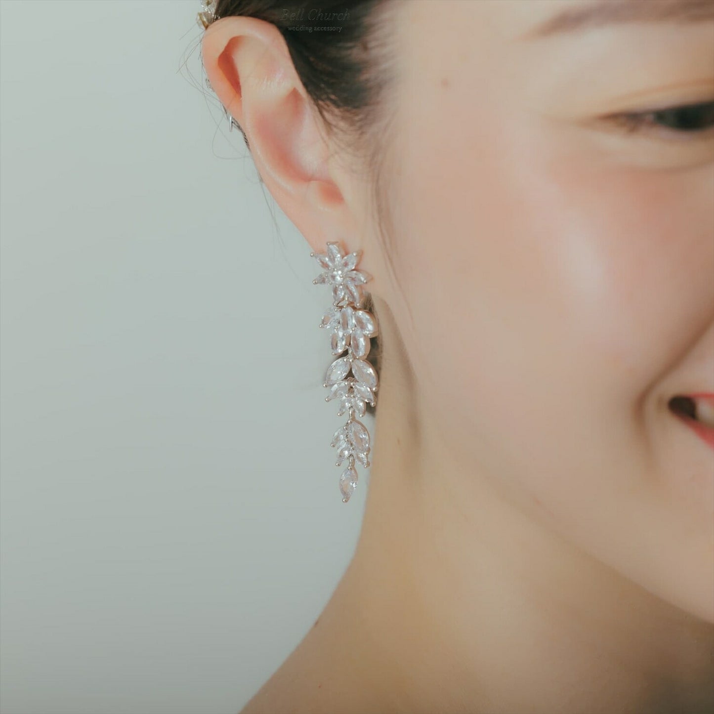 ピアス　イヤリング | キュービックジルコニア | お花モチーフ | シルバー | (BC-E74)【結婚式　アクセサリー　ピアス　イヤリング】