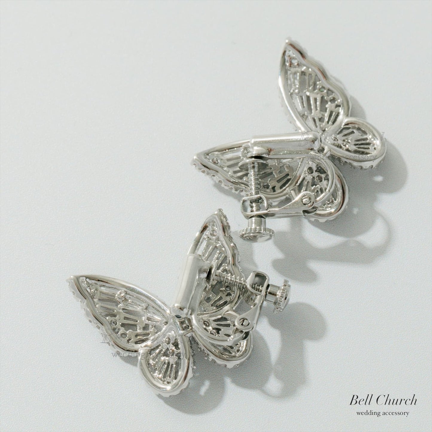 ピアス　イヤリング | ジルコニア | 蝶モチーフ | シルバー | (BC-E75)【結婚式　アクセサリー　ピアス　イヤリング】