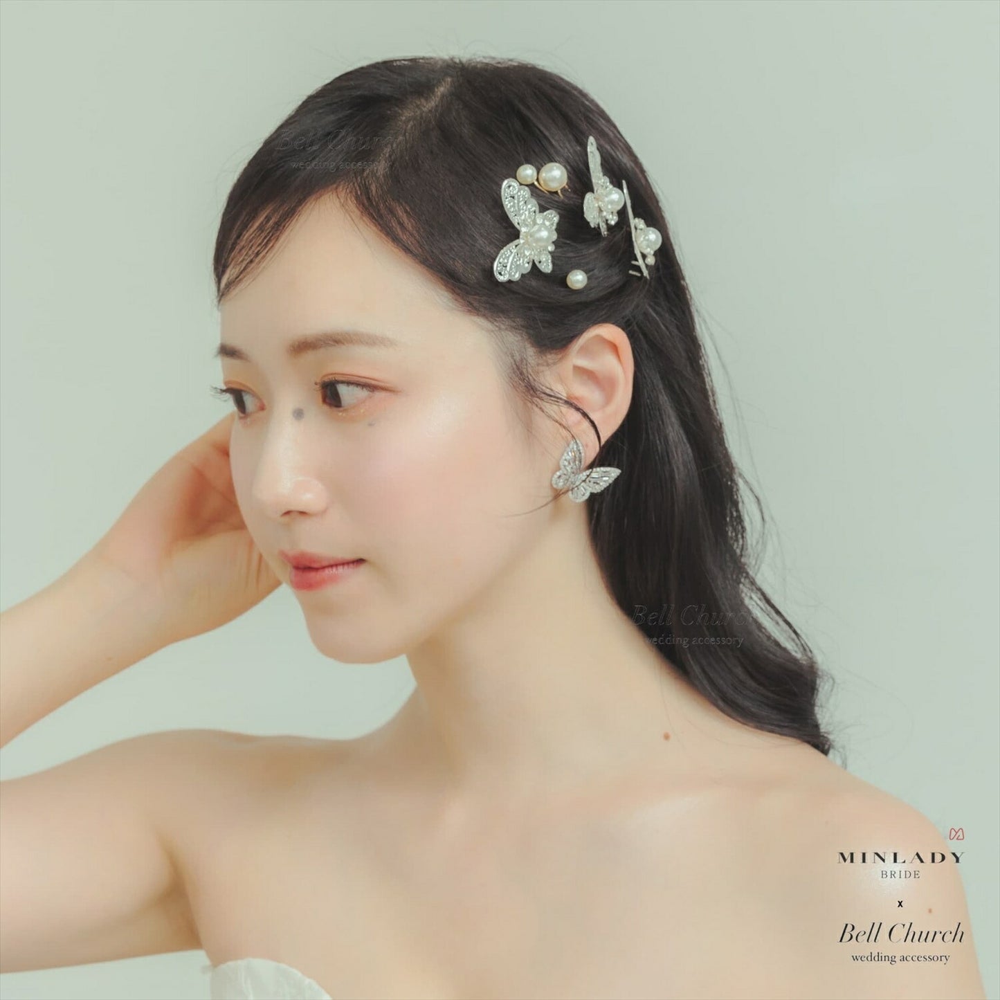 ピアス　イヤリング | ジルコニア | 蝶モチーフ | シルバー | (BC-E75)【結婚式　アクセサリー　ピアス　イヤリング】