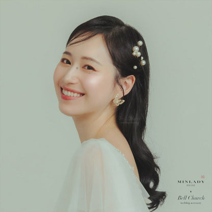 ピアス　イヤリング | ジルコニア | 蝶モチーフ | ゴールド | (BC-E76)【結婚式　アクセサリー　ピアス　イヤリング】