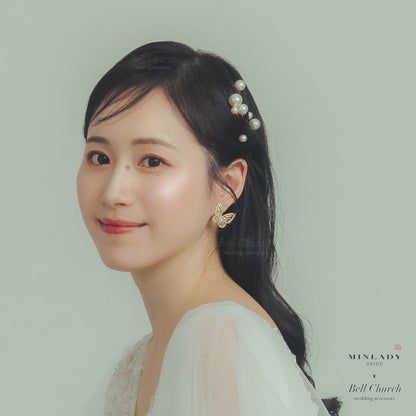 ピアス　イヤリング | ジルコニア | 蝶モチーフ | ゴールド | (BC-E76)【結婚式　アクセサリー　ピアス　イヤリング】