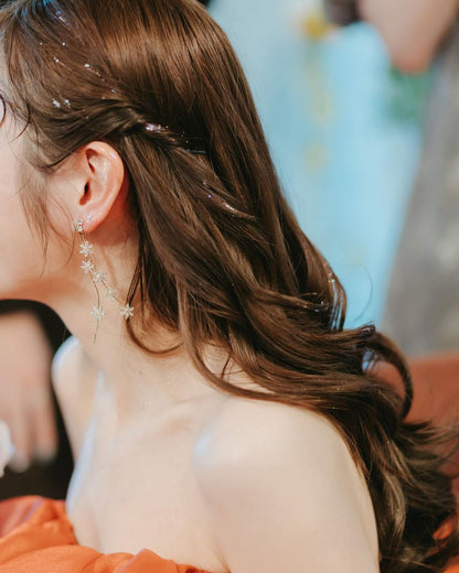 ピアス　イヤリング | キュービックジルコニア | フラワーモチーフ | ゴールド | (BC-E77)【結婚式　アクセサリー　ピアス　イヤリング】