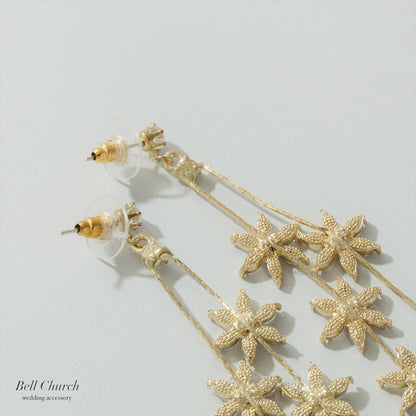 ピアス　イヤリング | キュービックジルコニア | フラワーモチーフ | ゴールド | (BC-E77)【結婚式　アクセサリー　ピアス　イヤリング】