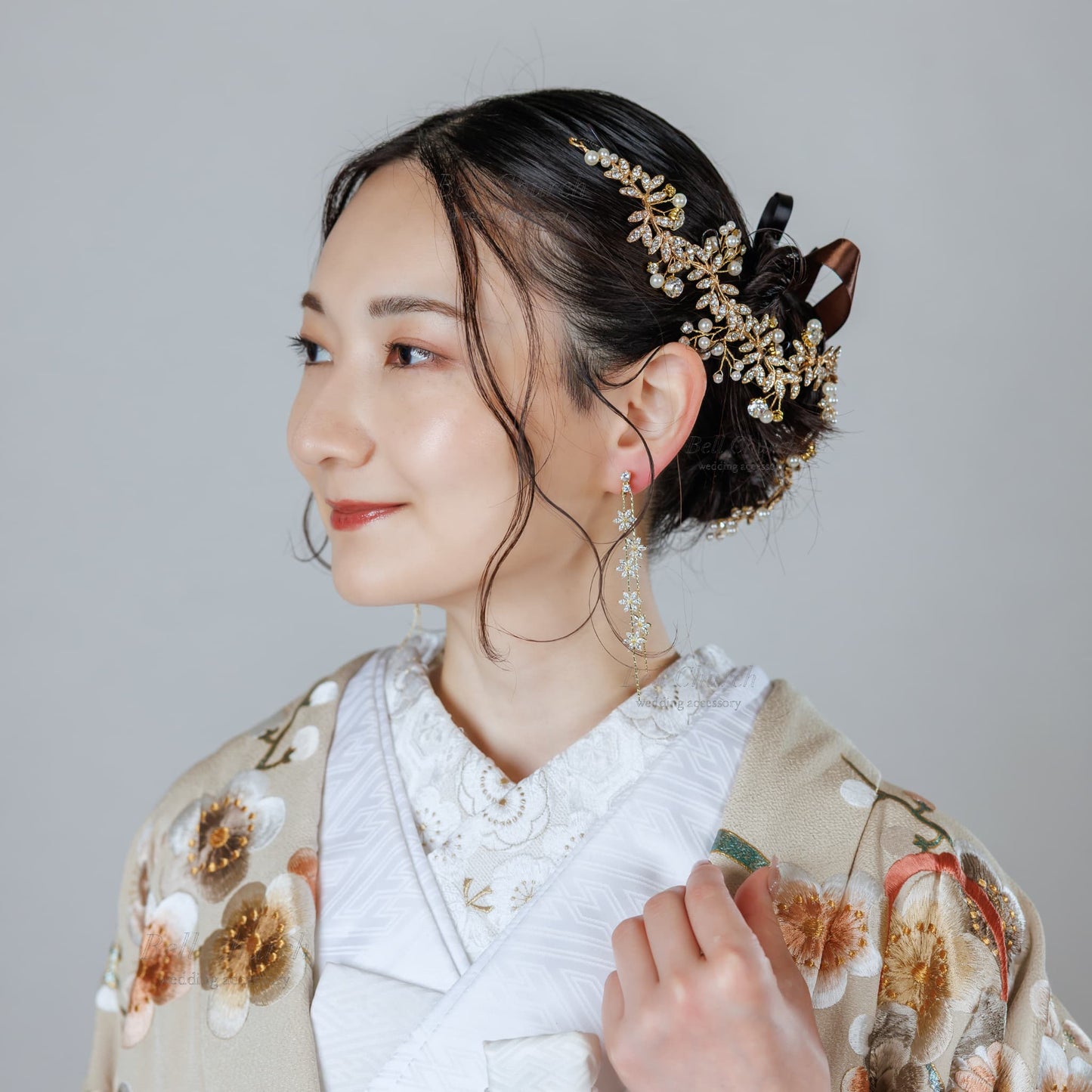 ピアス　イヤリング | キュービックジルコニア | フラワーモチーフ | ゴールド | (BC-E77)【結婚式　アクセサリー　ピアス　イヤリング】