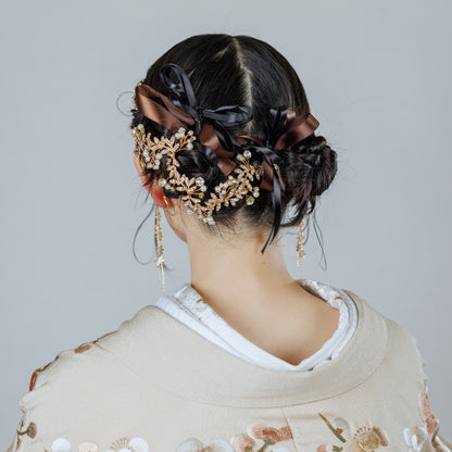 ピアス　イヤリング | キュービックジルコニア | フラワーモチーフ | ゴールド | (BC-E77)【結婚式　アクセサリー　ピアス　イヤリング】