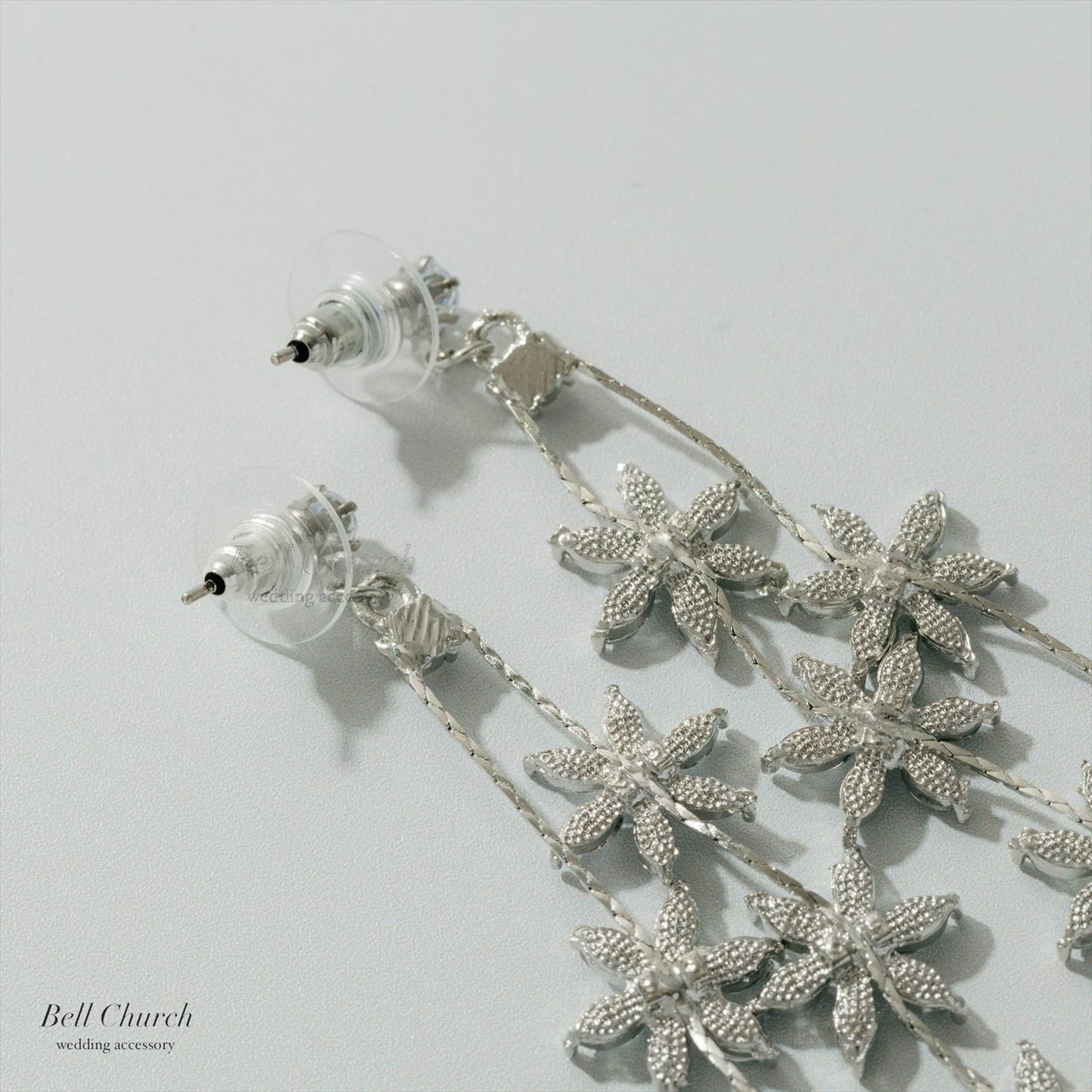 ピアス　イヤリング | キュービックジルコニア | フラワーモチーフ | シルバー | (BC-E78)【結婚式　アクセサリー　ピアス　イヤリング】