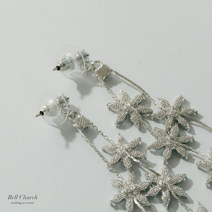 ピアス　イヤリング | キュービックジルコニア | フラワーモチーフ | シルバー | (BC-E78)【結婚式　アクセサリー　ピアス　イヤリング】