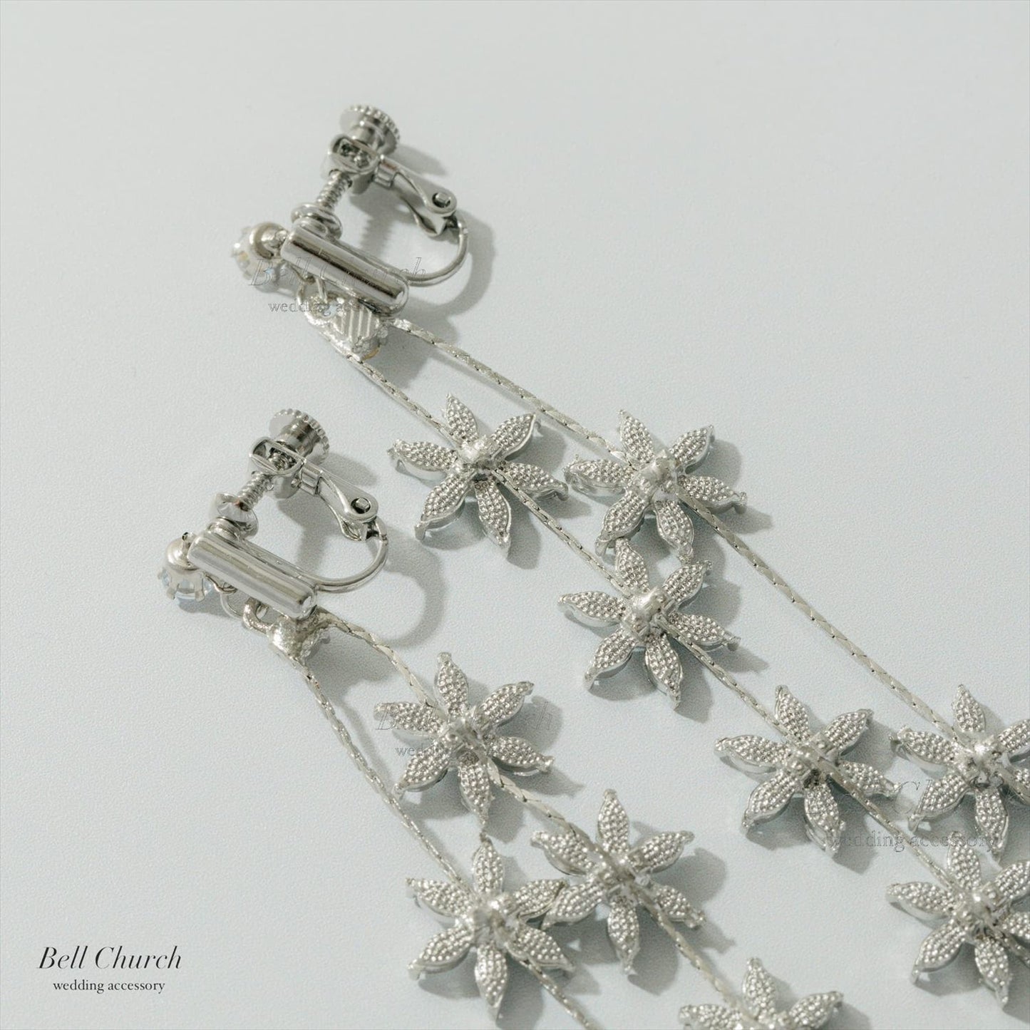 ピアス　イヤリング | キュービックジルコニア | フラワーモチーフ | シルバー | (BC-E78)【結婚式　アクセサリー　ピアス　イヤリング】