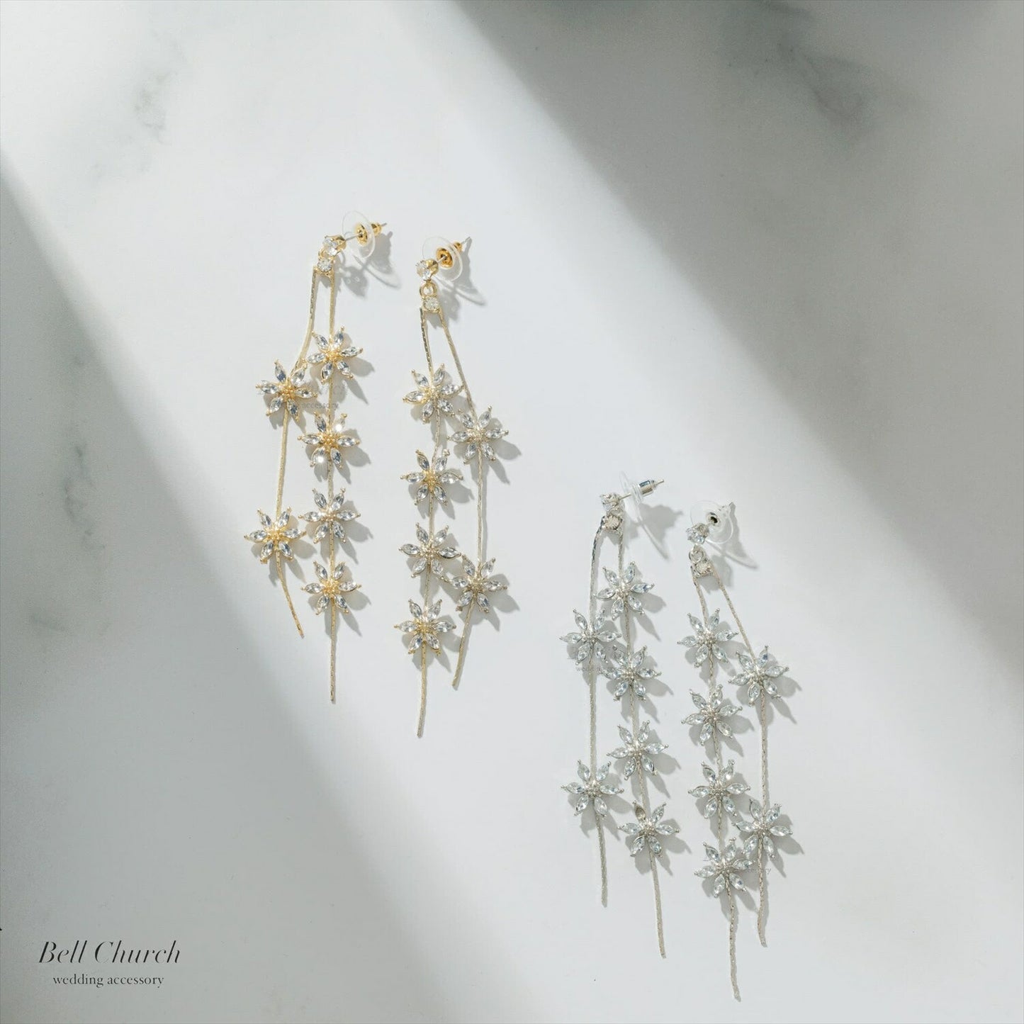 ピアス　イヤリング | キュービックジルコニア | フラワーモチーフ | シルバー | (BC-E78)【結婚式　アクセサリー　ピアス　イヤリング】