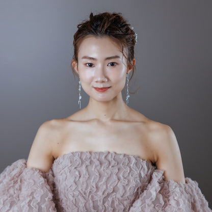 ピアス　イヤリング | キュービックジルコニア | フラワーモチーフ | シルバー | (BC-E78)【結婚式　アクセサリー　ピアス　イヤリング】