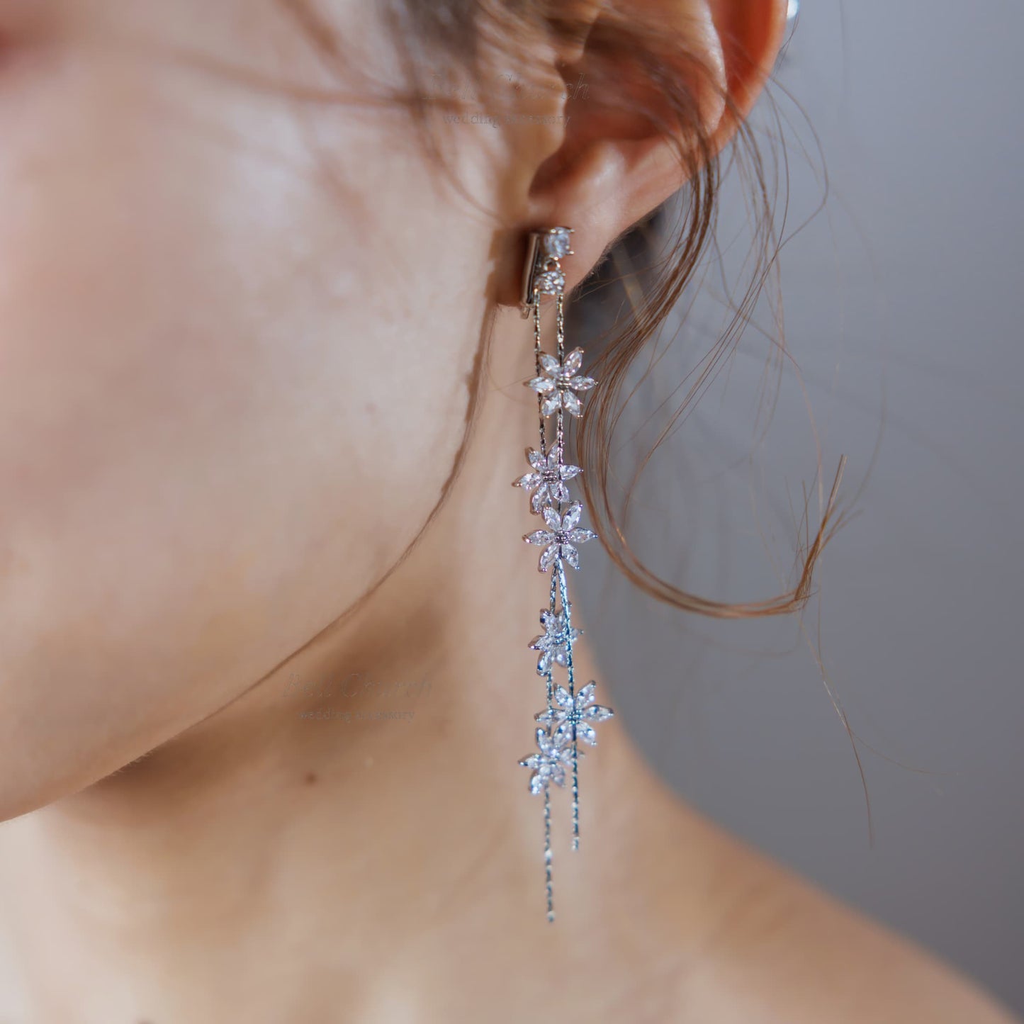 ピアス　イヤリング | キュービックジルコニア | フラワーモチーフ | シルバー | (BC-E78)【結婚式　アクセサリー　ピアス　イヤリング】