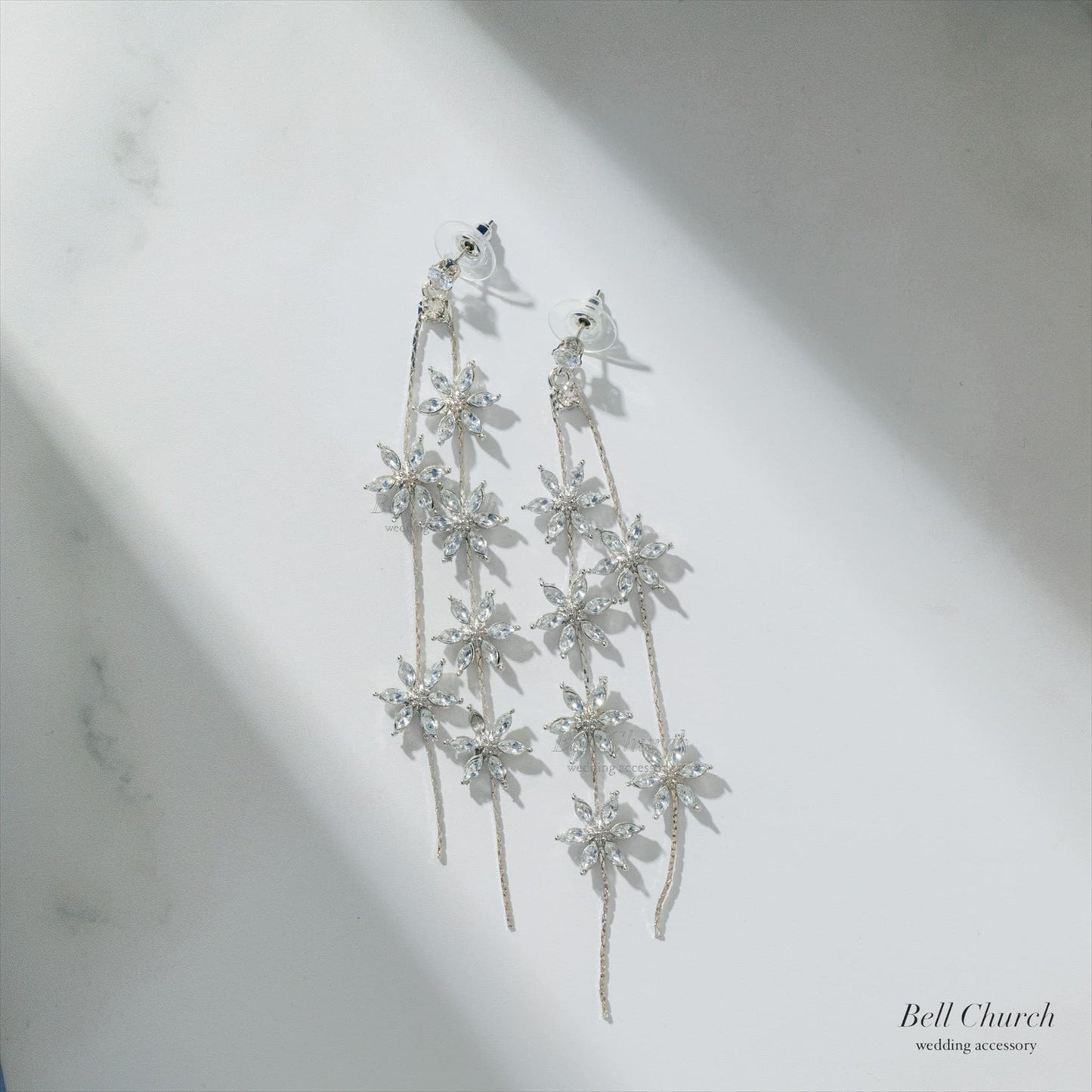 ピアス　イヤリング | キュービックジルコニア | フラワーモチーフ | シルバー | (BC-E78)【結婚式　アクセサリー　ピアス　イヤリング】