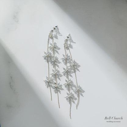 ピアス　イヤリング | キュービックジルコニア | フラワーモチーフ | シルバー | (BC-E78)【結婚式　アクセサリー　ピアス　イヤリング】