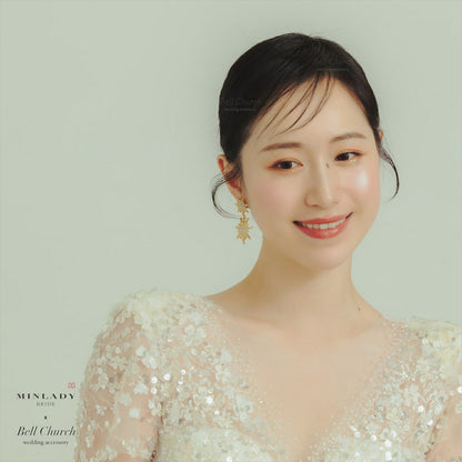 ピアス　イヤリング | ジルコニア | 星モチーフ | ゴールド | (BC-E79)【結婚式　アクセサリー　ピアス　イヤリング】