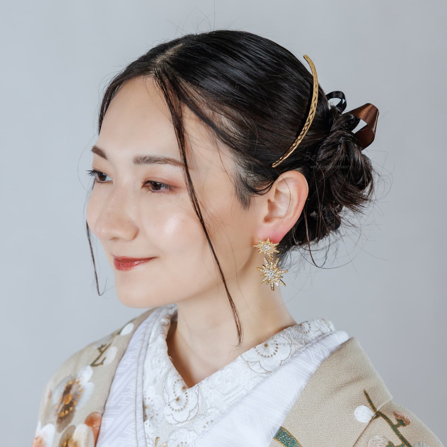 ピアス　イヤリング | ジルコニア | 星モチーフ | ゴールド | (BC-E79)【結婚式　アクセサリー　ピアス　イヤリング】